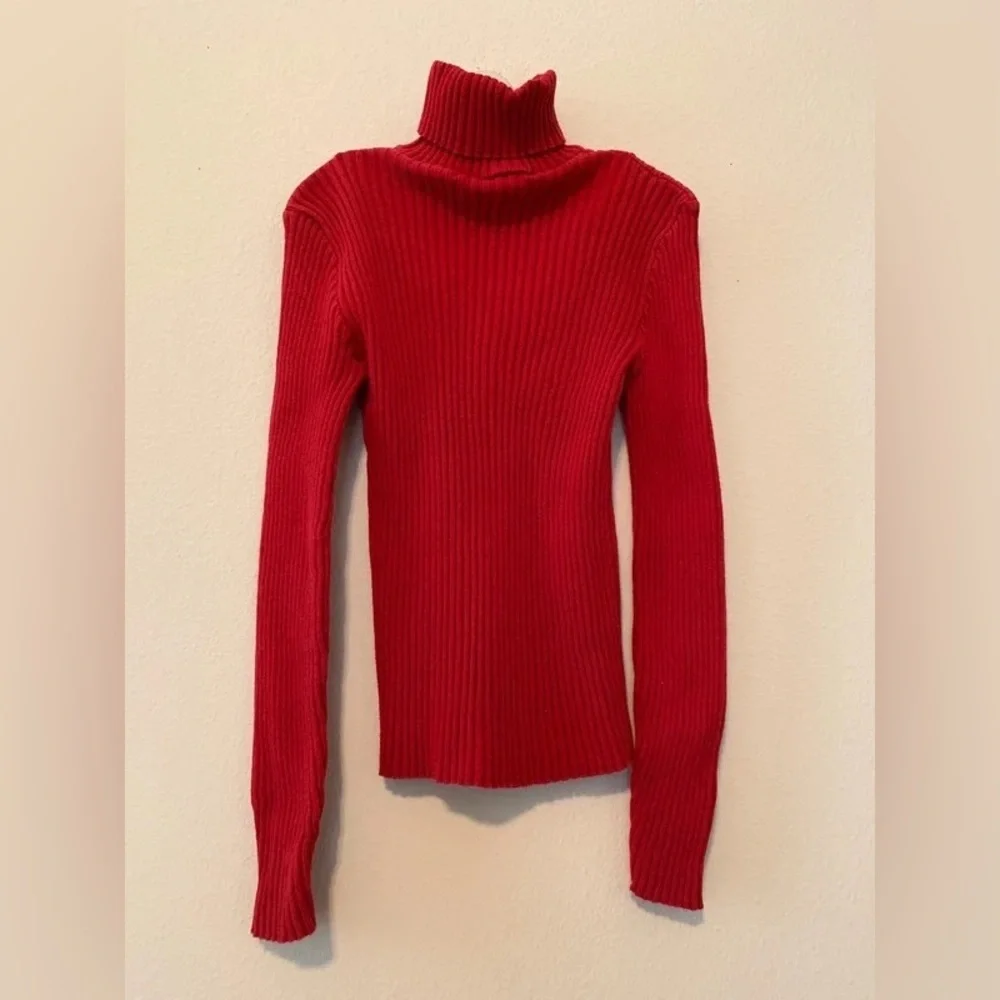 Red Ribbed Turtleneck - Picture 6 of 13